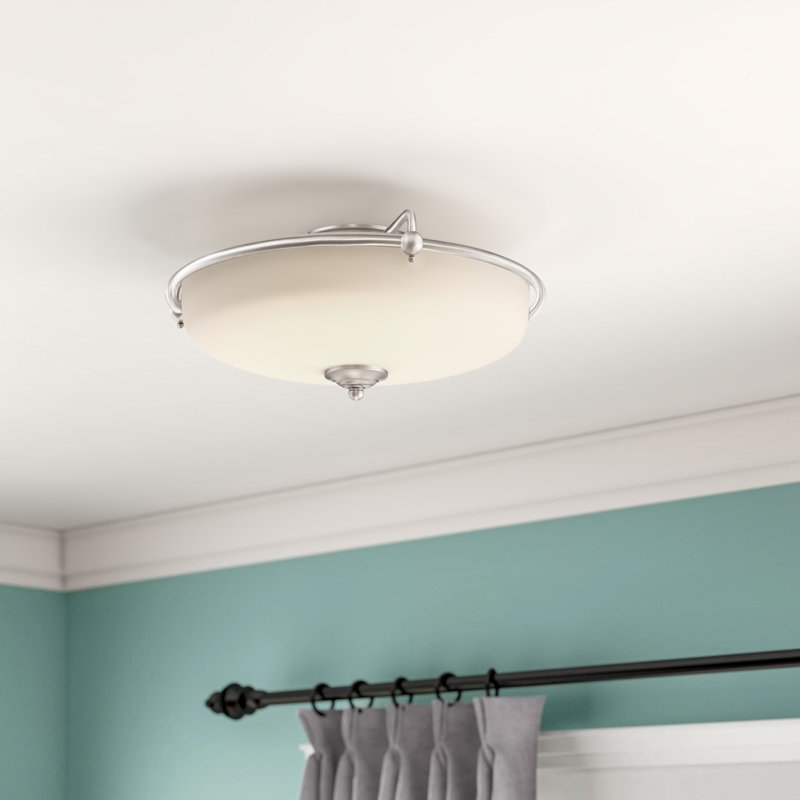 Ampelio Glass Semi Flush Mount, Antique Nickel