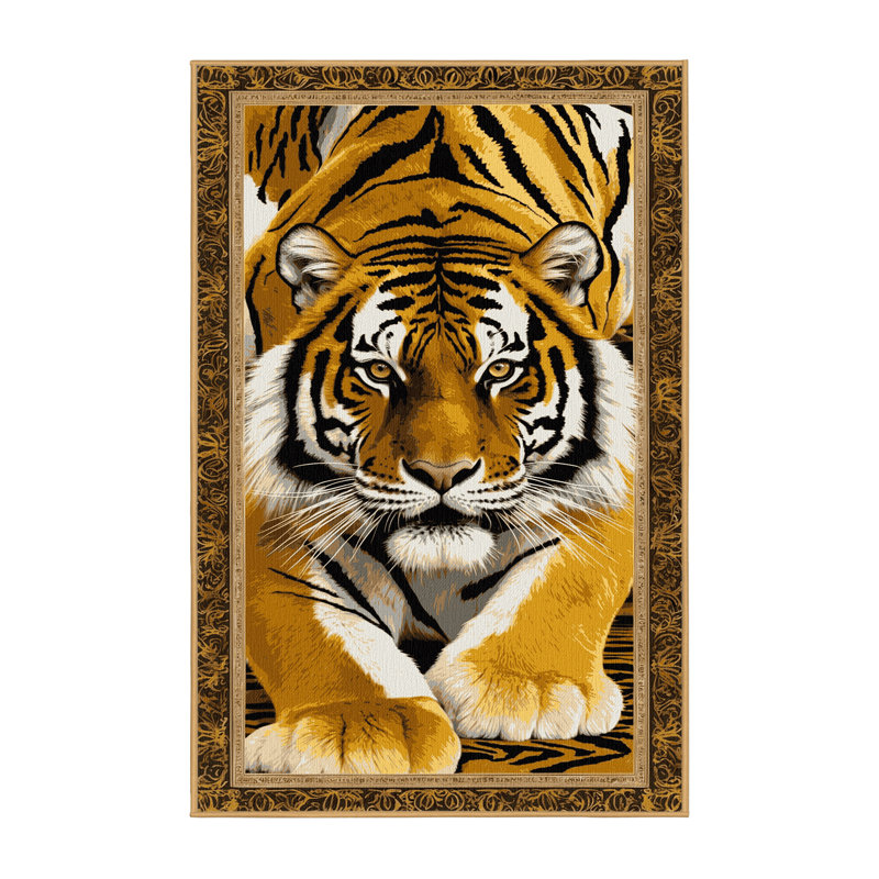  Tapis lavable Golden Tiger Big Cats, Rectangulaire 2 pi x 3 pi