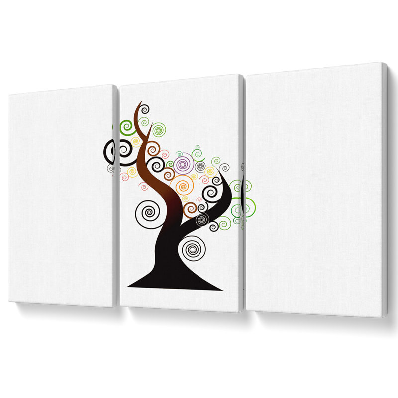 Psychedelic Tree - 3 Piece Wrapped Canvas Print, 81.3cm H x 163cm W