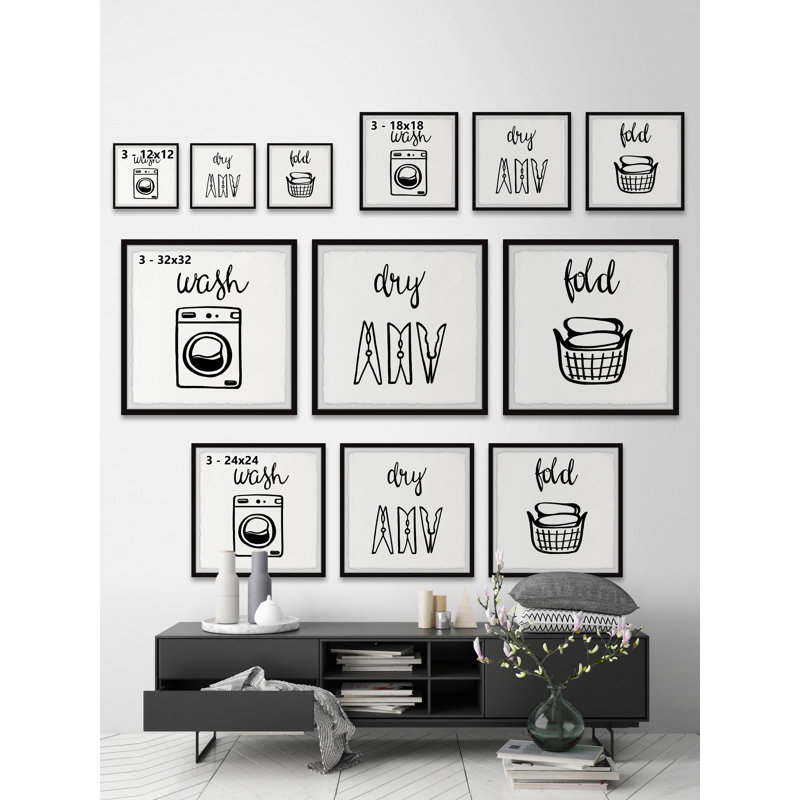 " Do The Laundry " by Marmont Hill 3 - Pieces, 18" H x 18" W