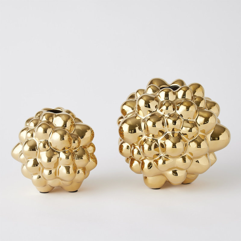 Bubble Vase, Bright Gold, 6.75" H x 7" W x 7" D