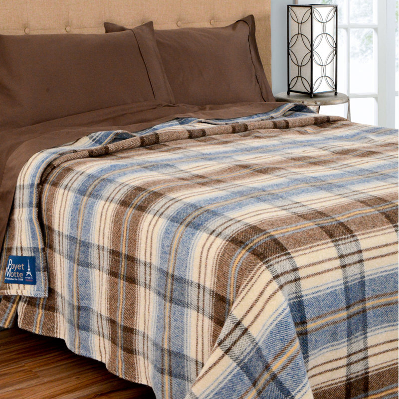 Couverture en laine lavable Chalet, Bleu, Lit simple