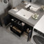 Meuble-lavabo simple flottant avec plateau en faux marbre