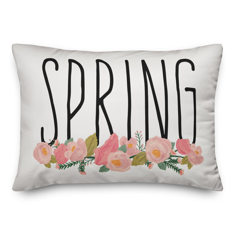 Spring Floral Rectangular Polyester Throw Pillow