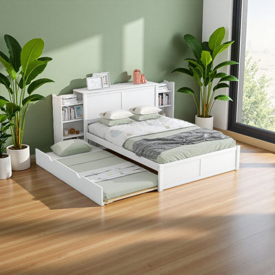 Lit plateforme avec rangement et tablettes gigognes