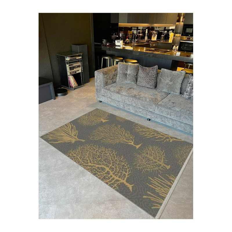 Tapis décoratif moderne gris lavable à la machine, Tapis de couloir 3 pi 3 po x 9 pi 10 po