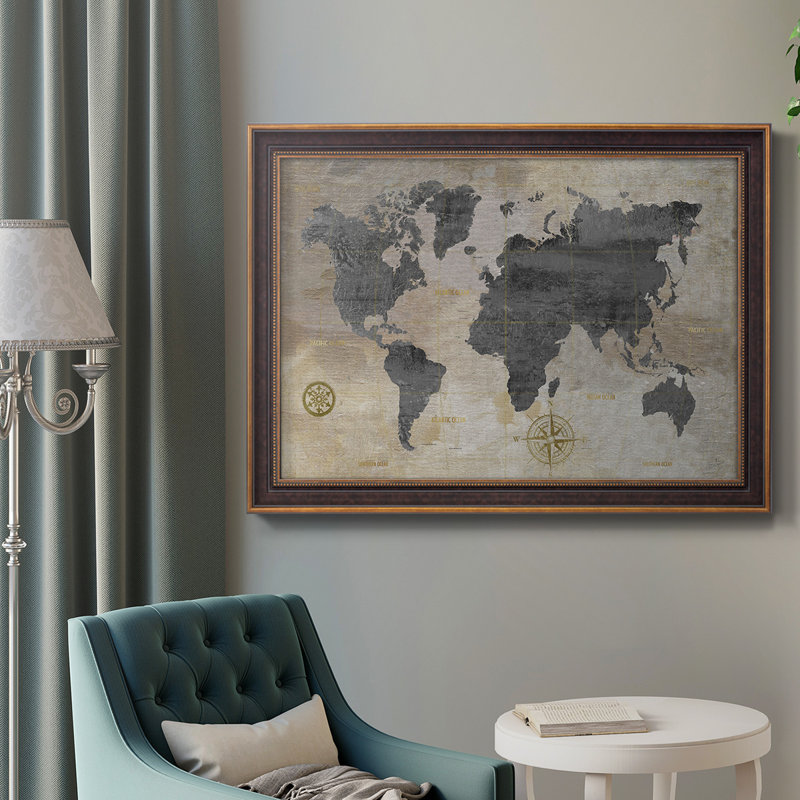 «Shufelt Modeled World Map», impression encadrée sur toile, H 21 po x l 25 po x P 2,5 po