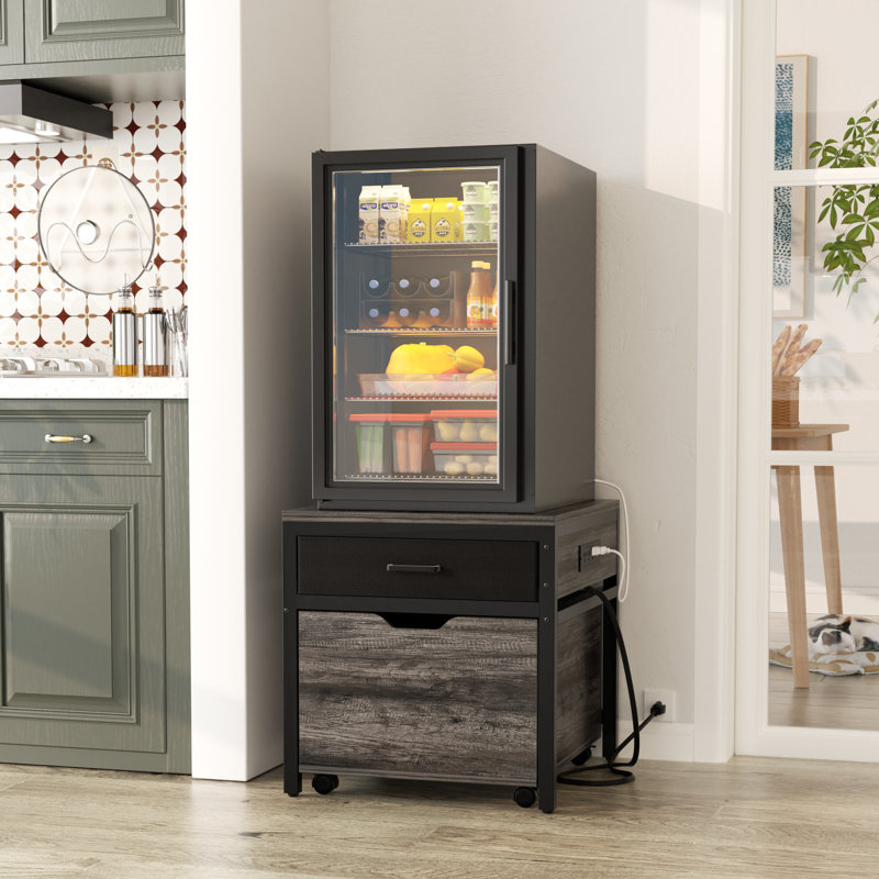 Support de réfrigérateur avec rangement et station de charge, Chêne gris
