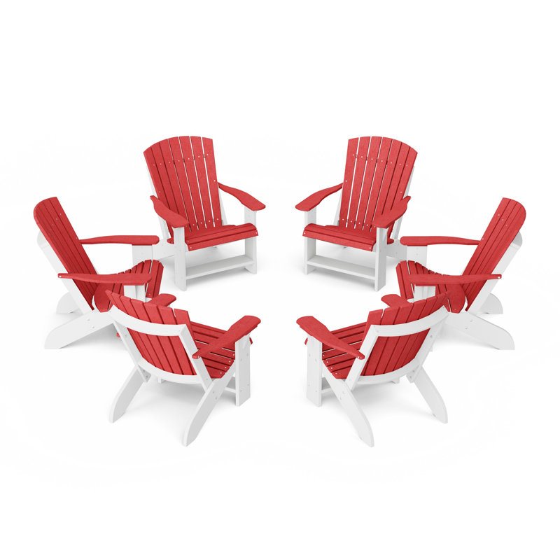 Ensemble de 6 chaises Heritage Adirondack, Rouge cardinal / blanc