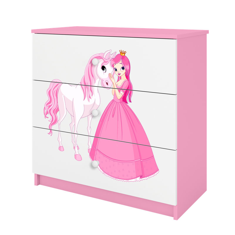 Cicero Kids 3 - Drawer Chest, Pink/White