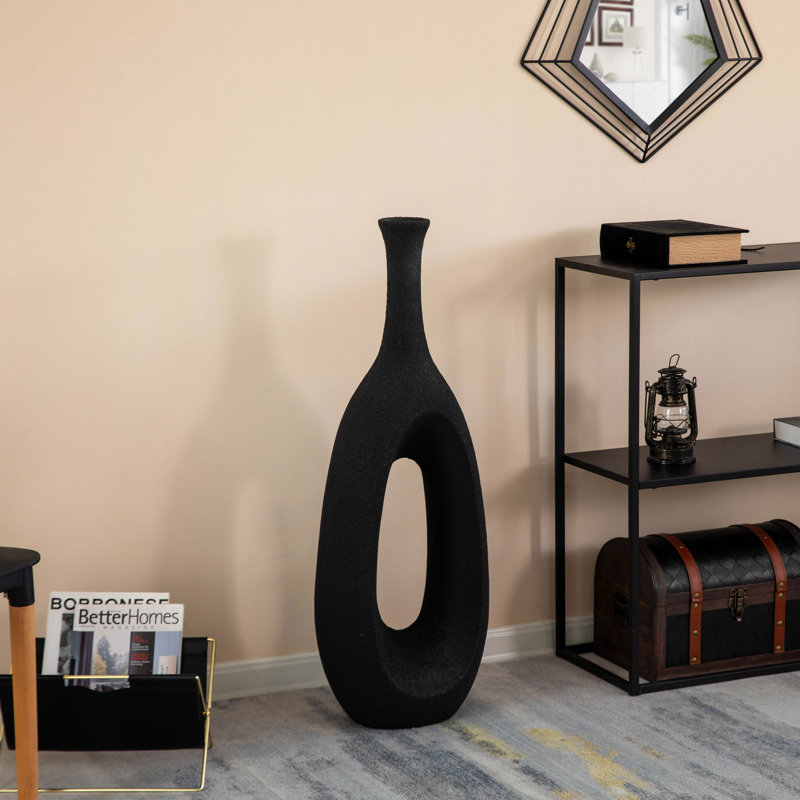 Frosted Black Fiberglass Tall Floor Vase - Decorative Vase For Modern Home Decor, Perfect For Living Room, Home Office, Bedroom, Kitchen, Coffee Bar, Farmhouse Decor, And Wedding Centerpieces