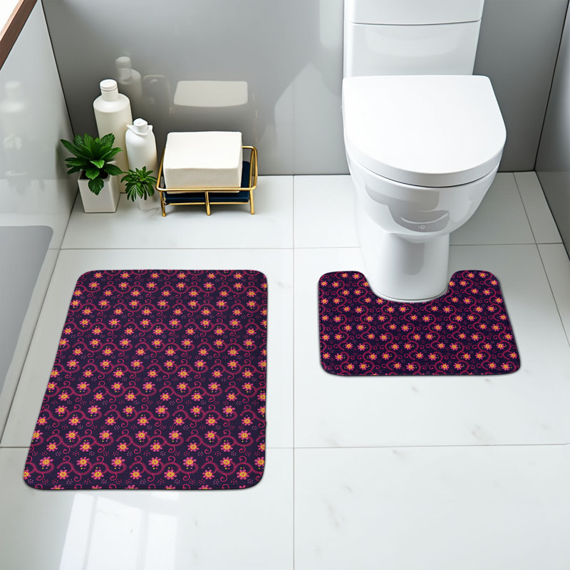  Ensemble de 2 tapis floraux pour salle de bain