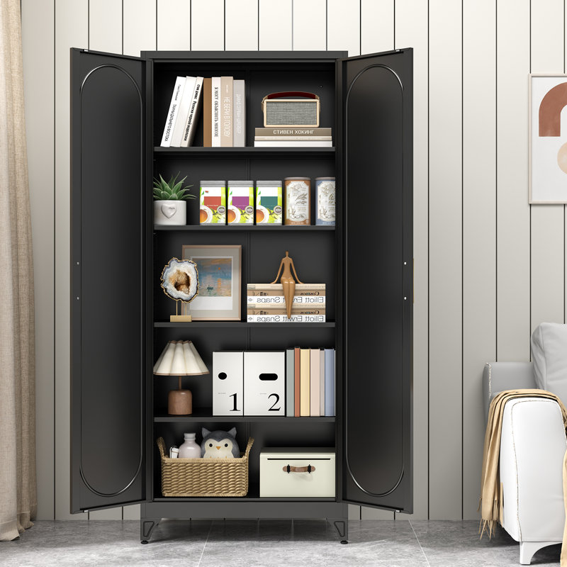 Black Kitchen Pantry Cabinet, 74.8" Tall Storage Cabinet with Doors and Adjustable Shelves, kitchen food pantry for Living Room, Bedroom And Dining Room, 15.7"D x 31.7"W x 74.9"H 