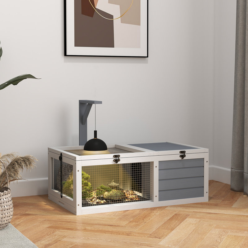 Tortoise Enclosure with Run Lamp Holder Pull-Out Trays Hideaway