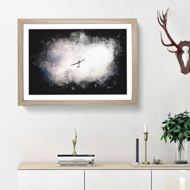 Air Glider in the Clouds - Picture Frame Graphic Art Print, 33cm H x 45cm W x 2cm D, Oak Framed