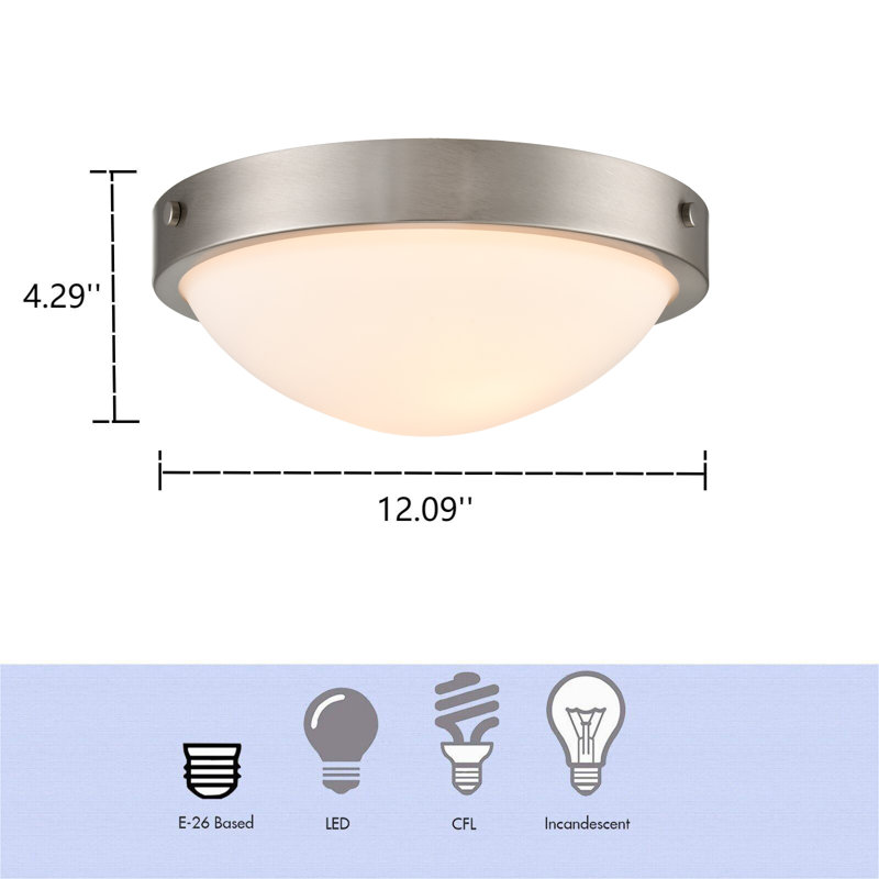 Flush Mount Ceiling Light Milk Glass Shade Ceiling Light Fixture Farmhouse 2-Light, Brushed Nickel