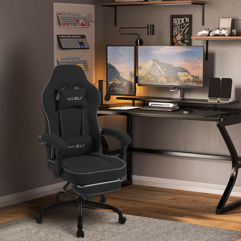 Metro Lane Adjustable Reclining Swiveling PC & Racing Game Chair, Black, 125.5cm H x 70cm W x 70cm D