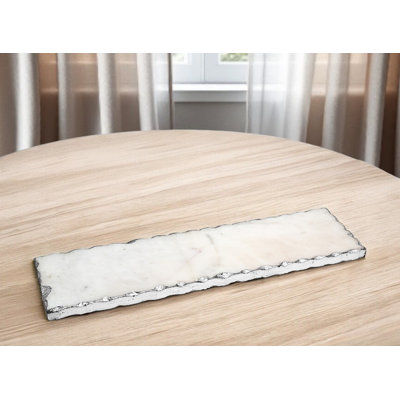 18" White Rectangular Marble Vanity Tray