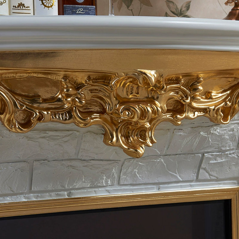 Foyer électrique blanc en bois massif