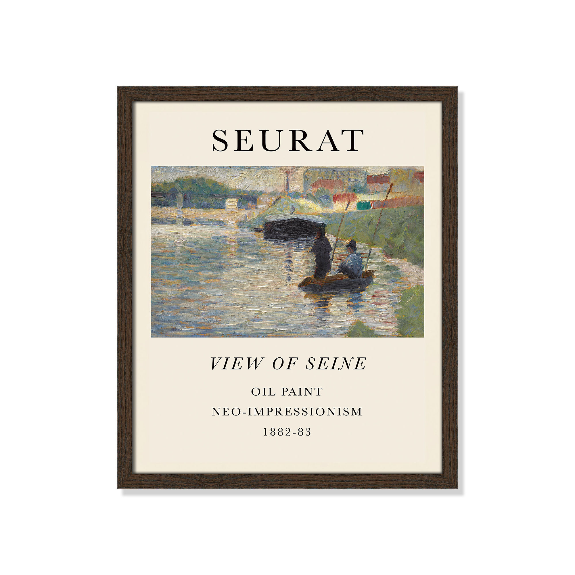 View Of Seine by Georges Seurat, 19" H x 16" W x 0.75" D, Walnut Single Picture Frame, No
