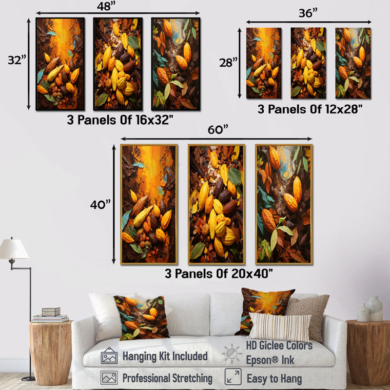 Cacao Beans Odyssey, Gold Floater Framed, 32" H x 48" W