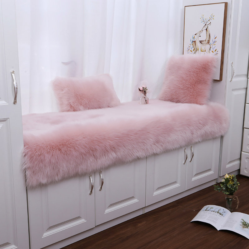 Solid Colour Faux Sheepskin Shag Area Rug, Rectangle 60 x 120cm