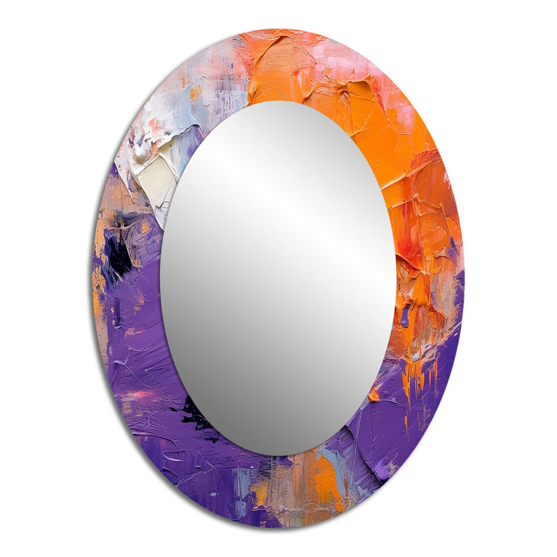 Evolving Movements Abstract Expressionism II - Large Oval Wall Mirror On Metal, 40" x 30"