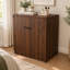 Coiffeuse extensible 3 en 1 de 119 cm (47 po) avec miroir rabattable, bureau pliant avec rangement pour cosmétiques, tiroir et tabouret de rangement à roulettes, noyer-523440023