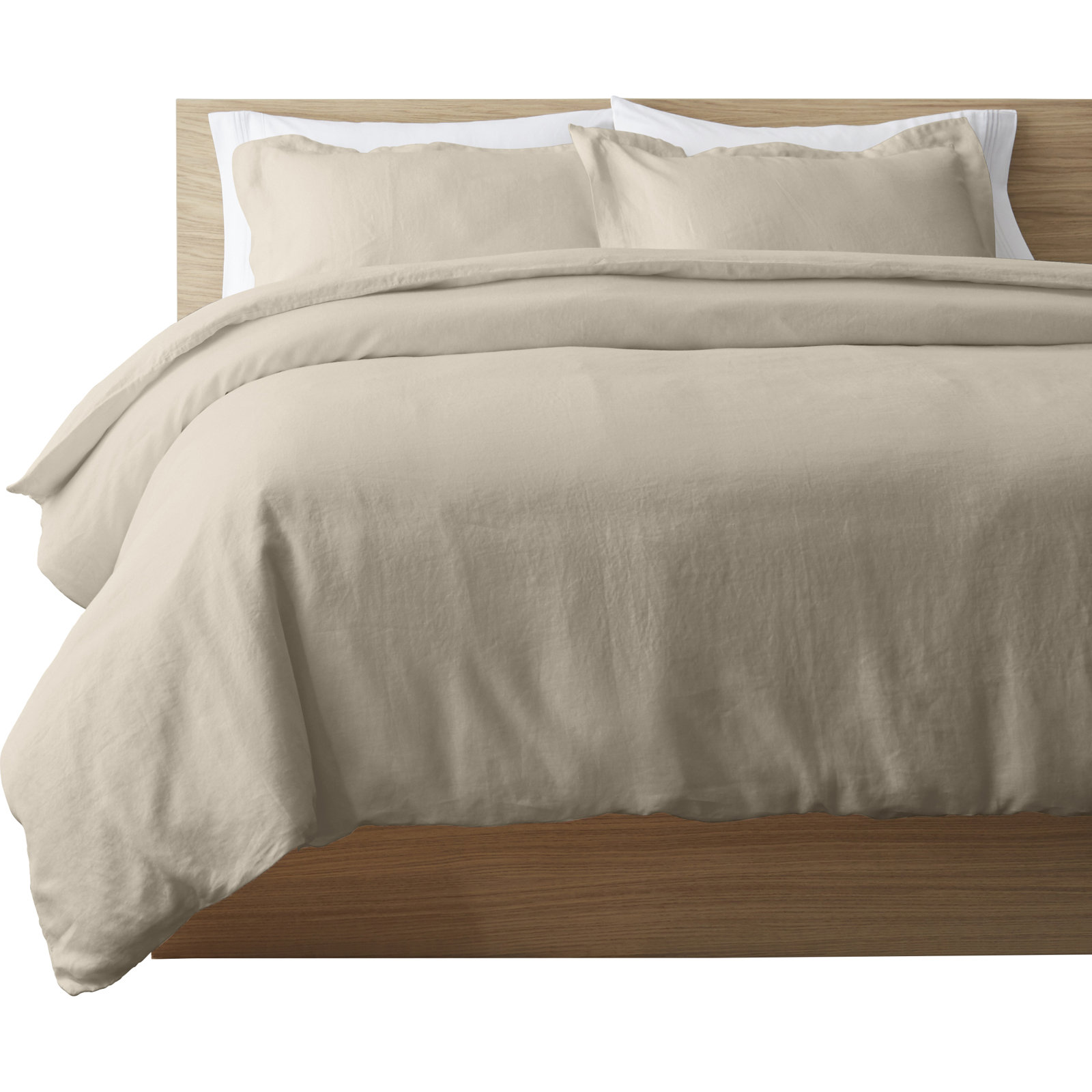 Frazier Modern & Contemporary 100% Linen Duvet Cover, Stone, Full/Queen Duvet Cover + 2 Standard Shams