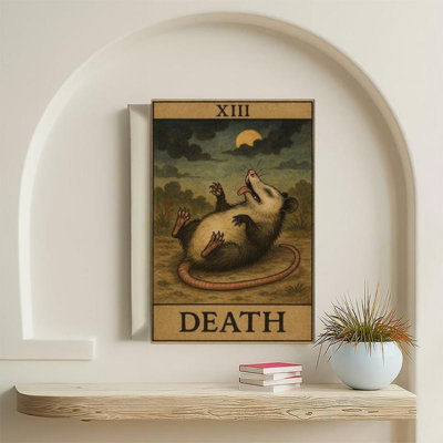 “Death” Opossum Tarot Canvas Wall Art Ready to Hang for Living Room and Bedroom