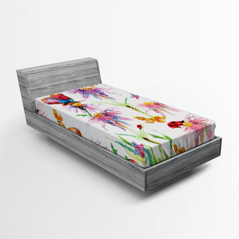 Microfiber Floral Fitted Sheet, Twin Fitted Sheet