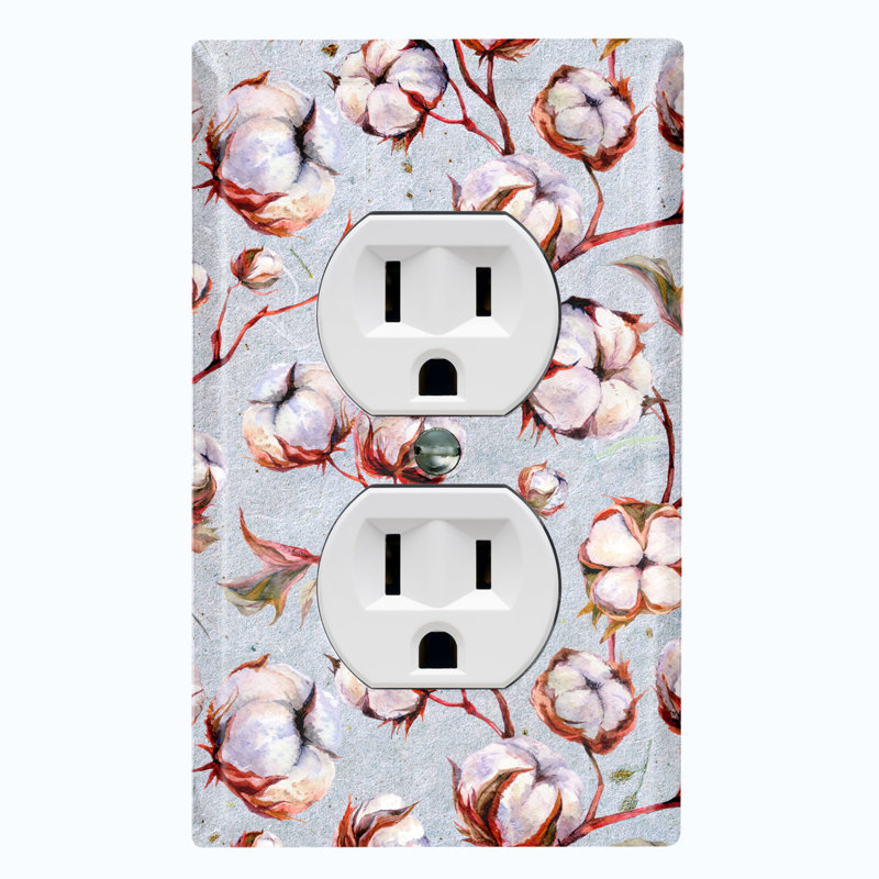 Cotton Flower Branch Gray Landscape & Nature 1 - Gang Combination Plate Standard Combination Wall Plate