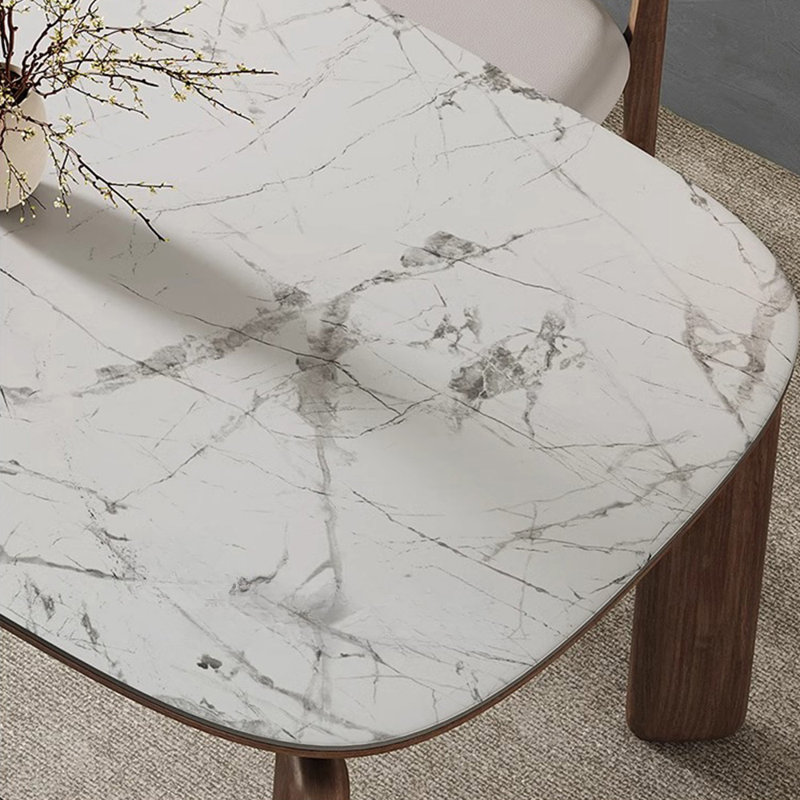 Artistic rock plate dining table chair set, 29.52"H x 62.99"L x 31.49"W