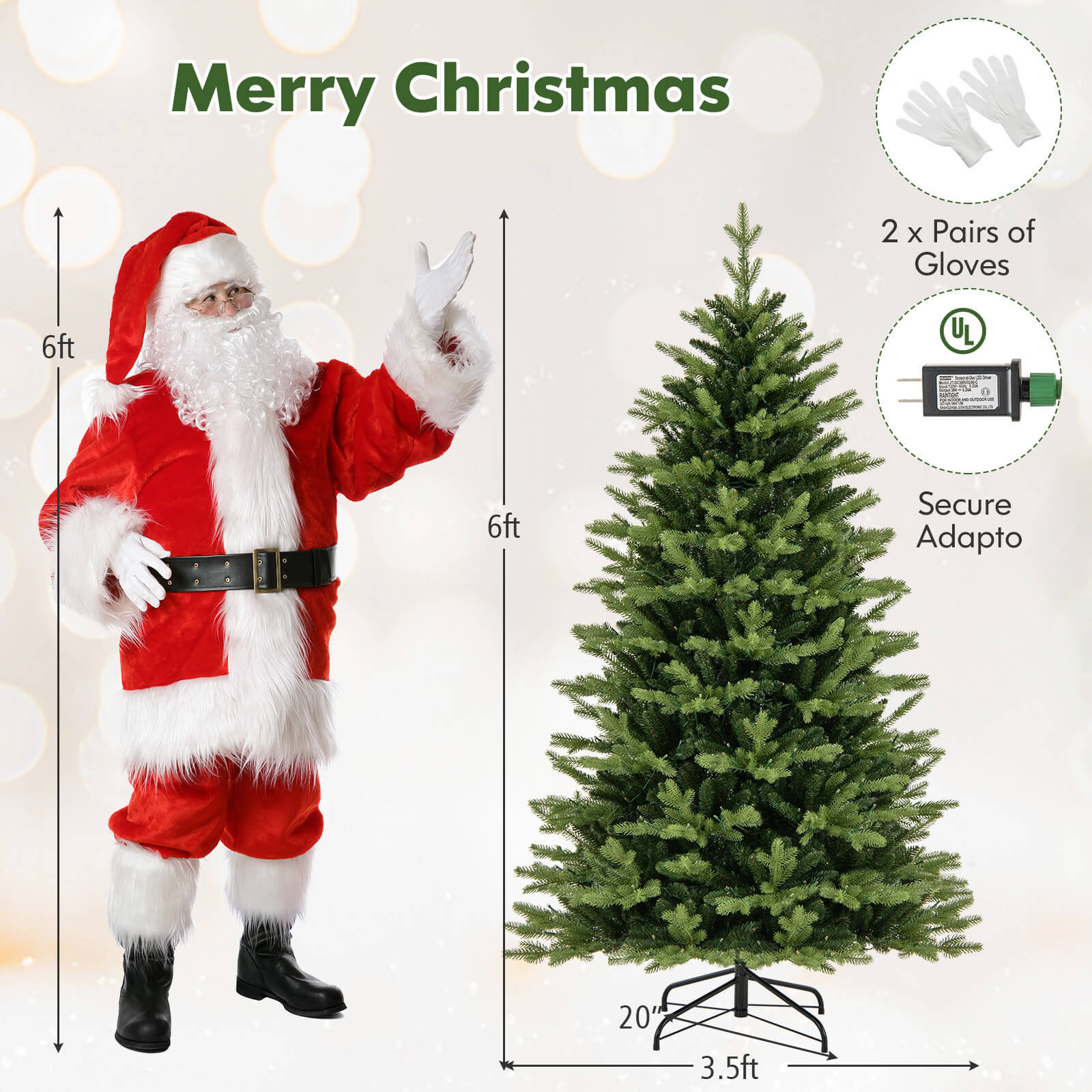 6' Pre-Lit Pine Christmas Tree
