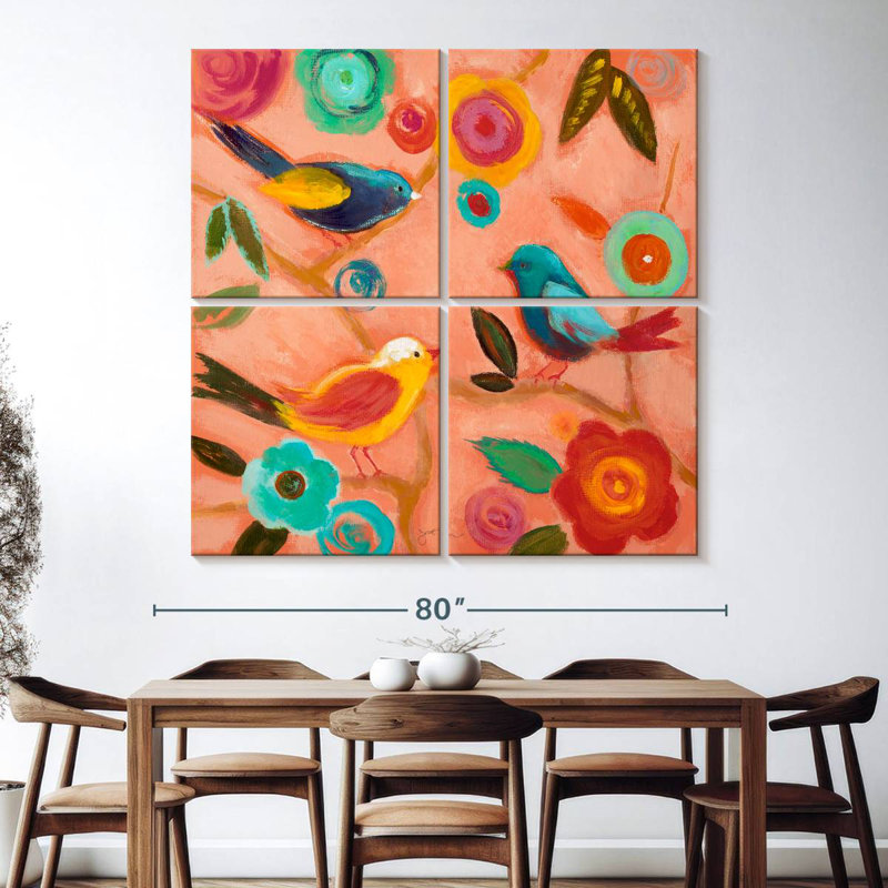Brampt oiseaux et fantaisie II, H 74 po x l 74 po