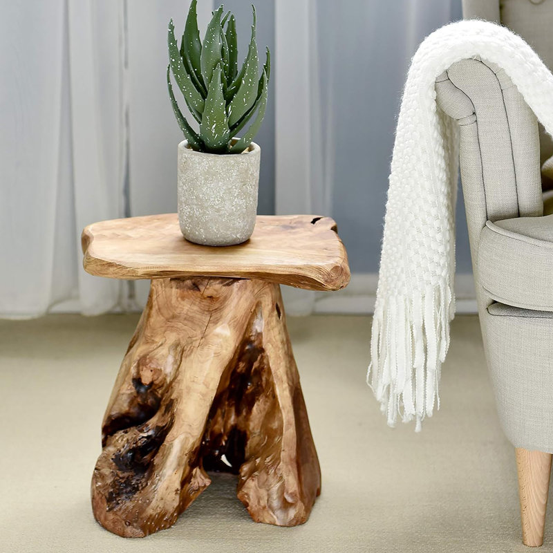 14" Tall Multi-functional Tree Stump Stool, Live Edge Side Table, Plant Stand & Nightstand