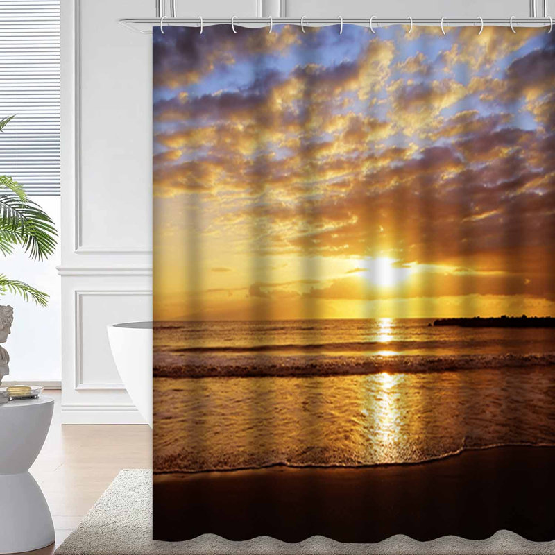 Coucher de soleil coloré avec coucher de soleil et plage, L 72 po x l 78 po