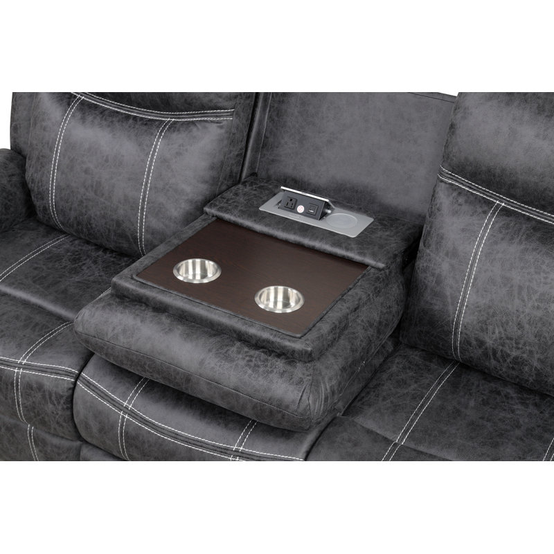 Microfiber Power Motion Sofa W/Drop Down Table