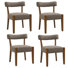 Mid-Century Modern Dining Chairs Brown Fabric Upholstered Wood Frame Kitchen Chairs