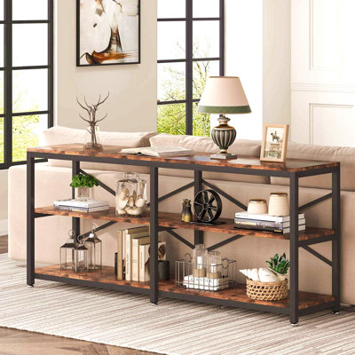 Console extra longue 70,9 po avec tablettes de rangement, canapé à 3 niveaux derrière le canapé