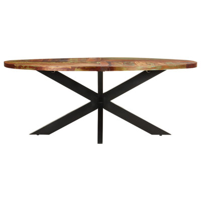 Deirdra Oval Solid Wood Top Metal Base Dining Table