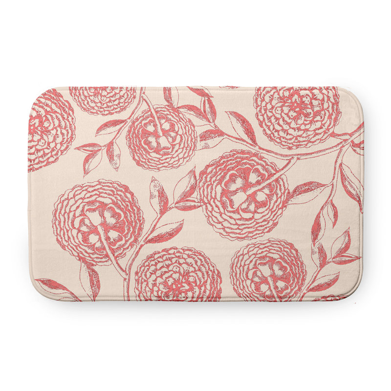 Tapis de bain Flower, L 17 po x L 24 po, Rose