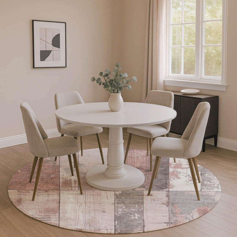 Tapis géométrique de qualité supérieure lavable à la machine Crestover AMF1877, Rond 8 pi