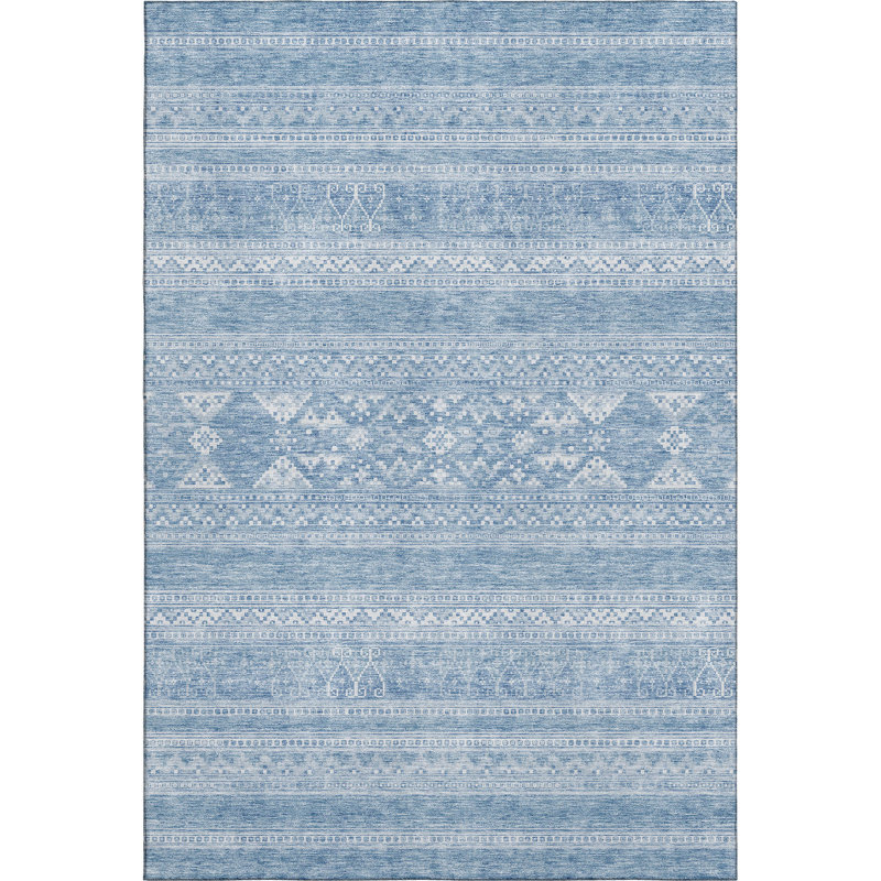 Premium Machine Washable Prisco Sky Rug, Rectangle 9' x 12'