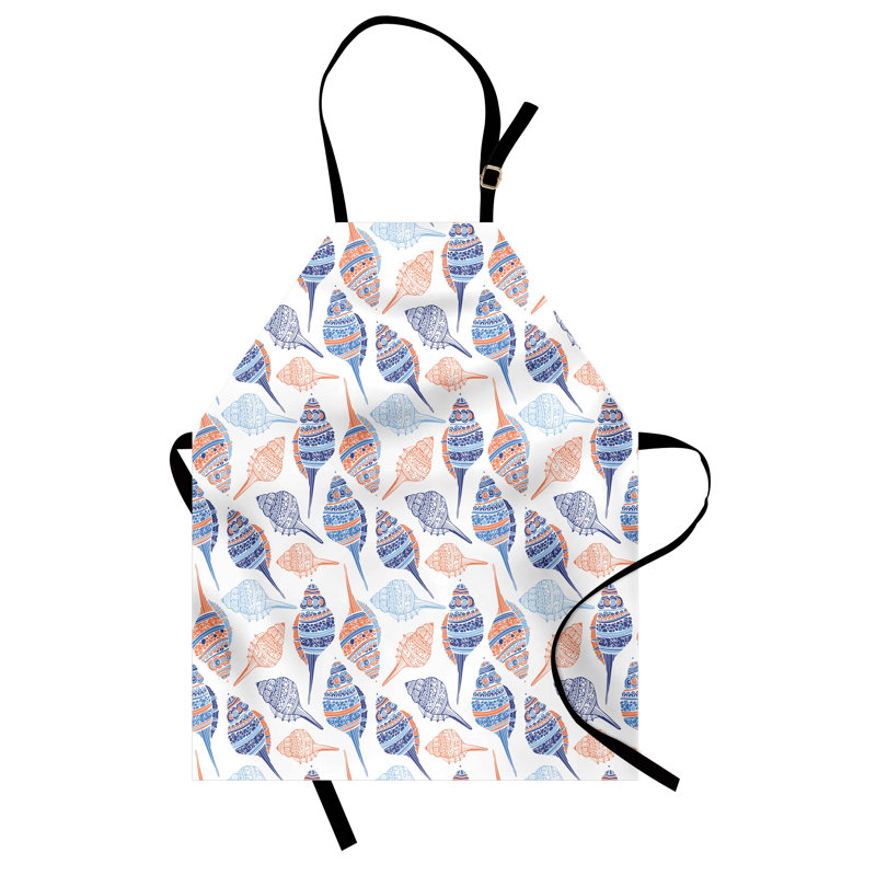 Tablier de préparation et saveur océan unisexe, coquillage marin abstrait, taille adulte, souci bleu marine