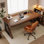 Bureau extra long en bois massif de 63 pouces, bureau épaissi, bureau double pour deux personnes pour le bureau personnel, bureau d'ordinateur long en bois, table d'écriture pour le bureau, noyer