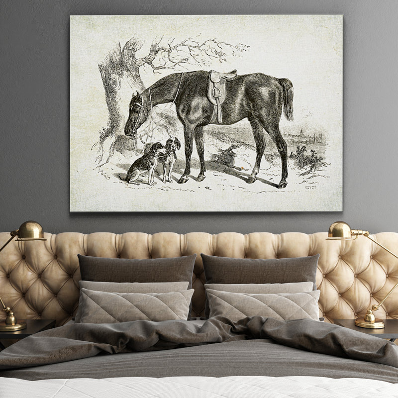 « équin sketch iv », impression, H 18 po x l 27 po x P 1,5 po, Pas de tapis, Toile tendue