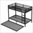 Twin XL Over Twin XL Metal Bunk Bed with Trundle, 500LBS Lower Capacity, Black – Ideal for Guest Rooms-1157105922
