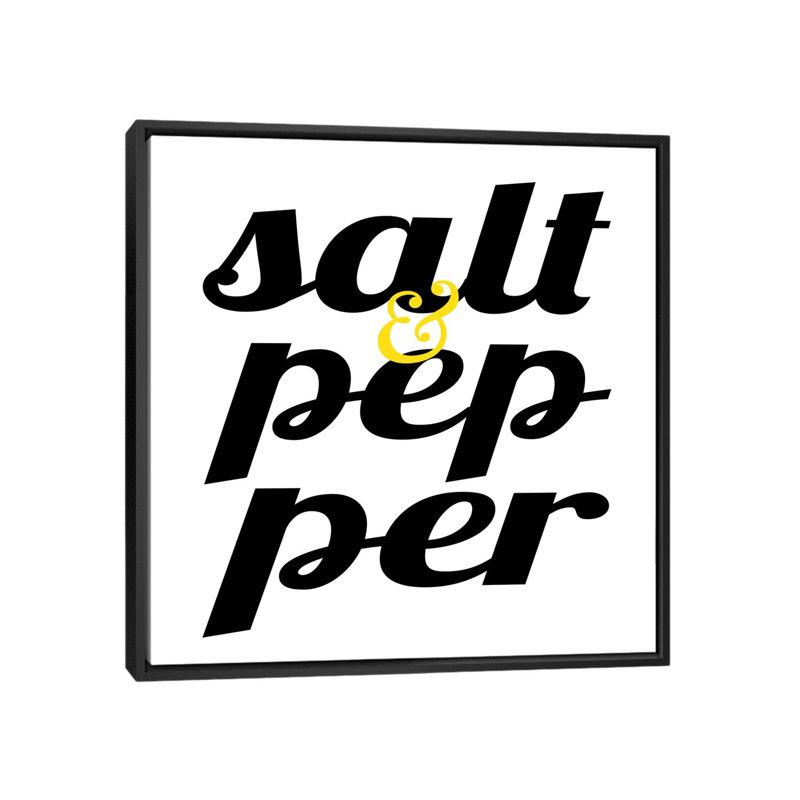 Kitchen Salt and Pepper Textual Art on Canvas, 37" H x 37" W x 1.5" D, Black Framed Canvas, No Mat