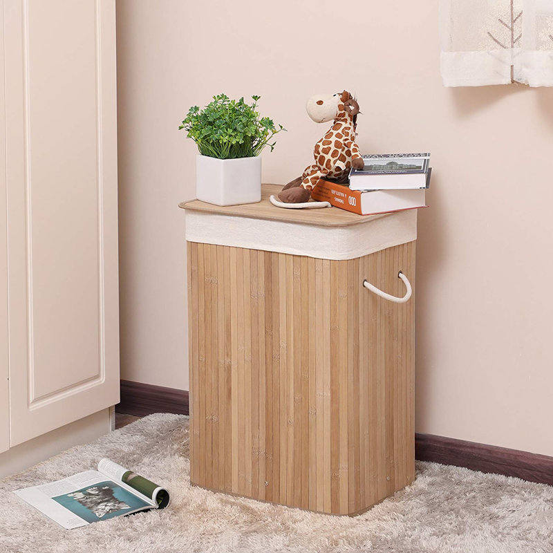 Wood Laundry Hamper with Handles, Natural